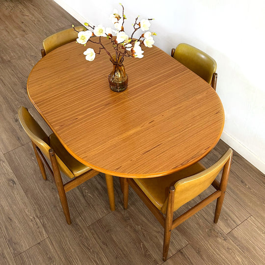 Mid Century Round Extendable Dining Kitchen Table by CRO