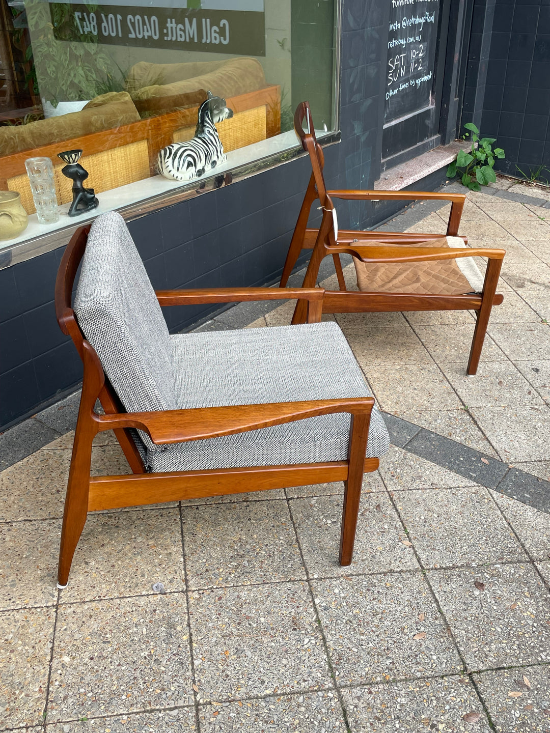 Mid Century Teak Occasional low back Armchair by Fler - custom Warwick upholstery