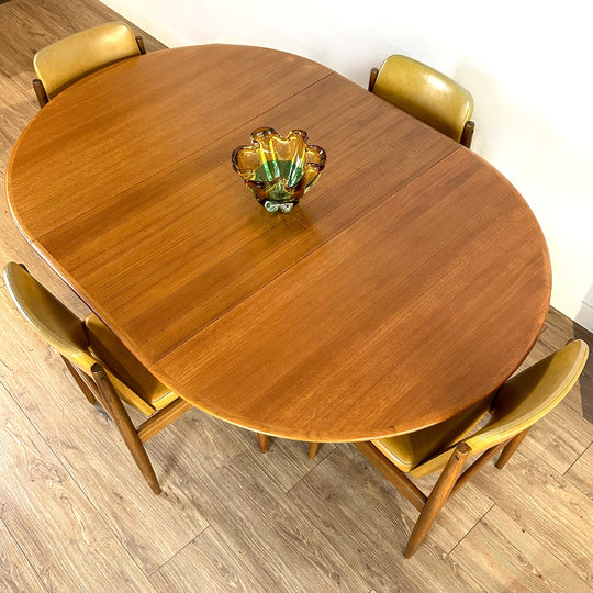 Parker Teak Mid Century Round Extendable Dining Table