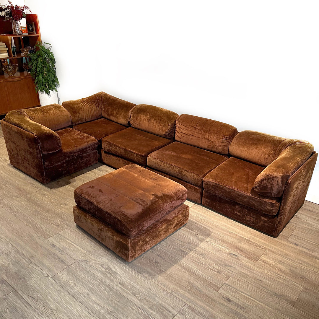 Retro Crushed Velvet Playpen Modular Sofa Lounge