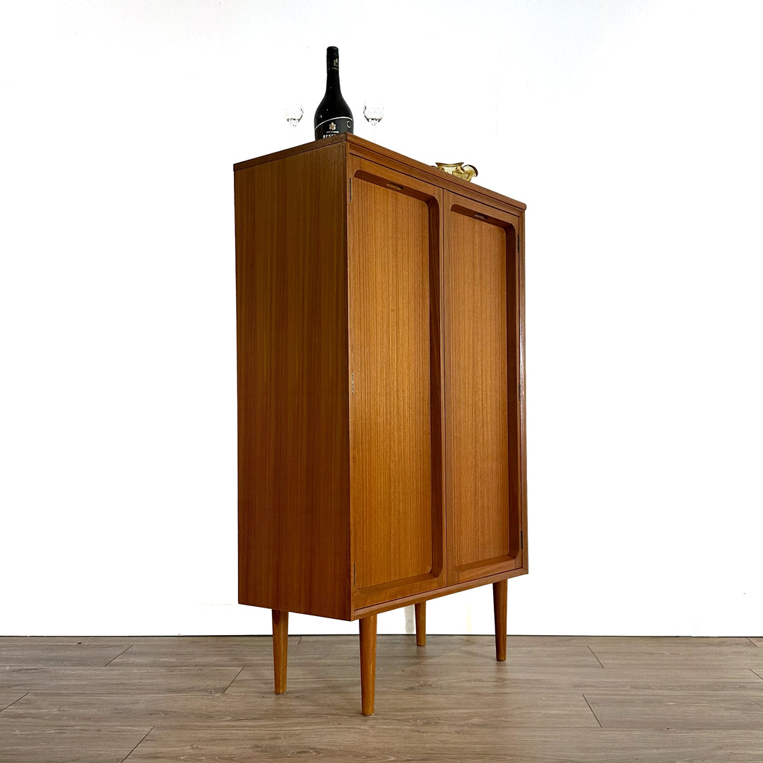 Mid Century Teak Tall Sideboard Bar Cabinet by Chiswell