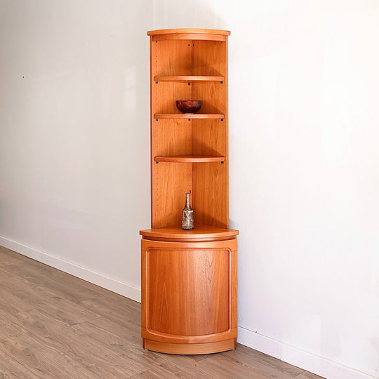 Mid Century Teak Corner Bookshelf Sideboard Cabinet