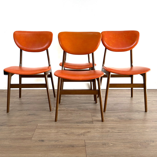 4x Mid Century Orange Vinyl DIning Chairs by Elite