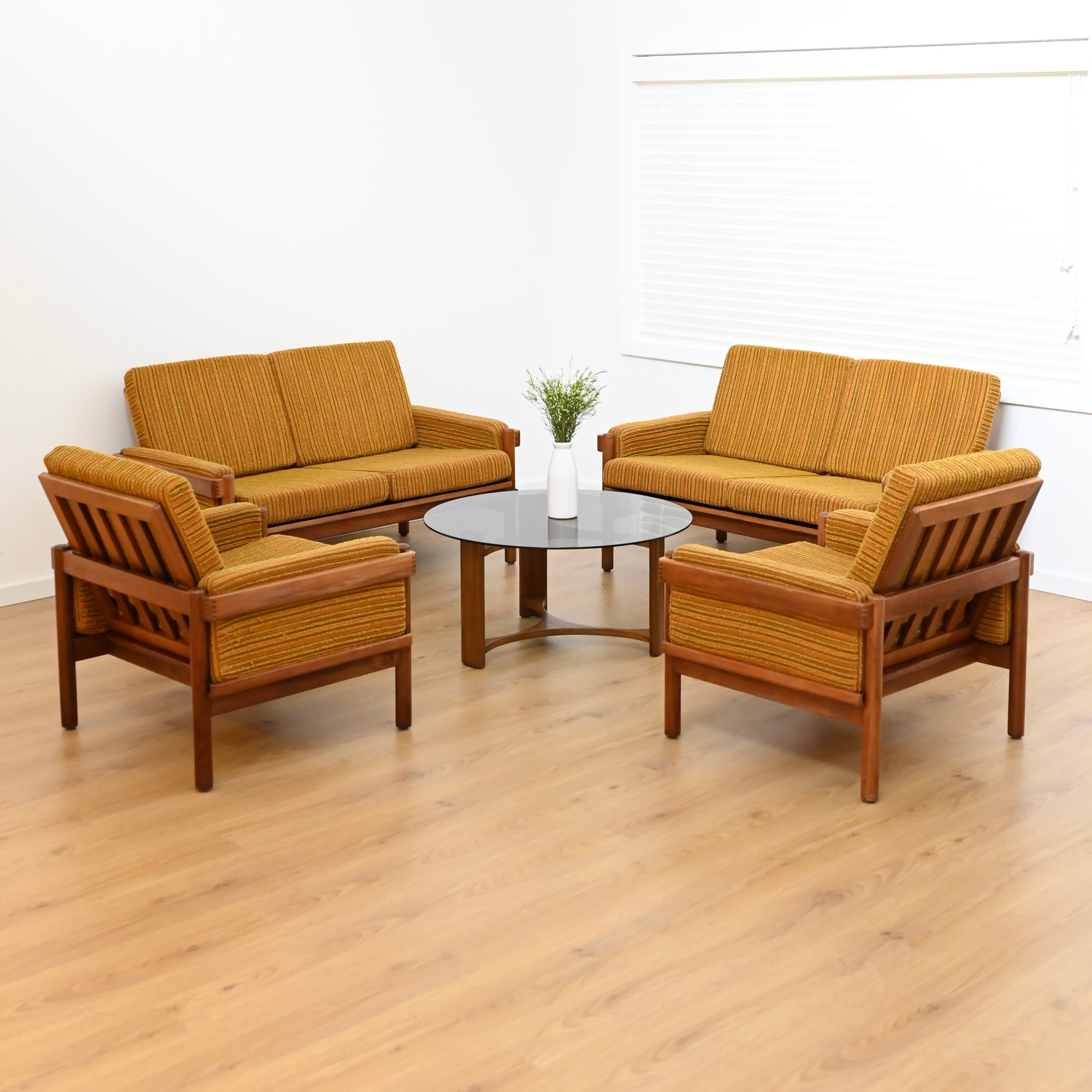 Rare Danish Deluxe "Rifka" Lounge Suite - Blackwood Frames and Original Mustard Upholstery
