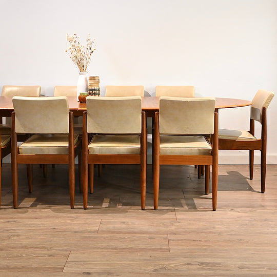 Parker Mid Century Teak Oval Extendable Dining Table