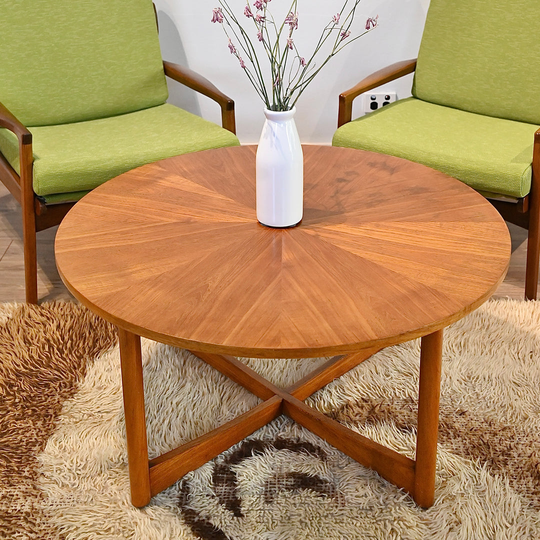 Mid Century Teak “Sundial” Coffee Table by Parker Furniture