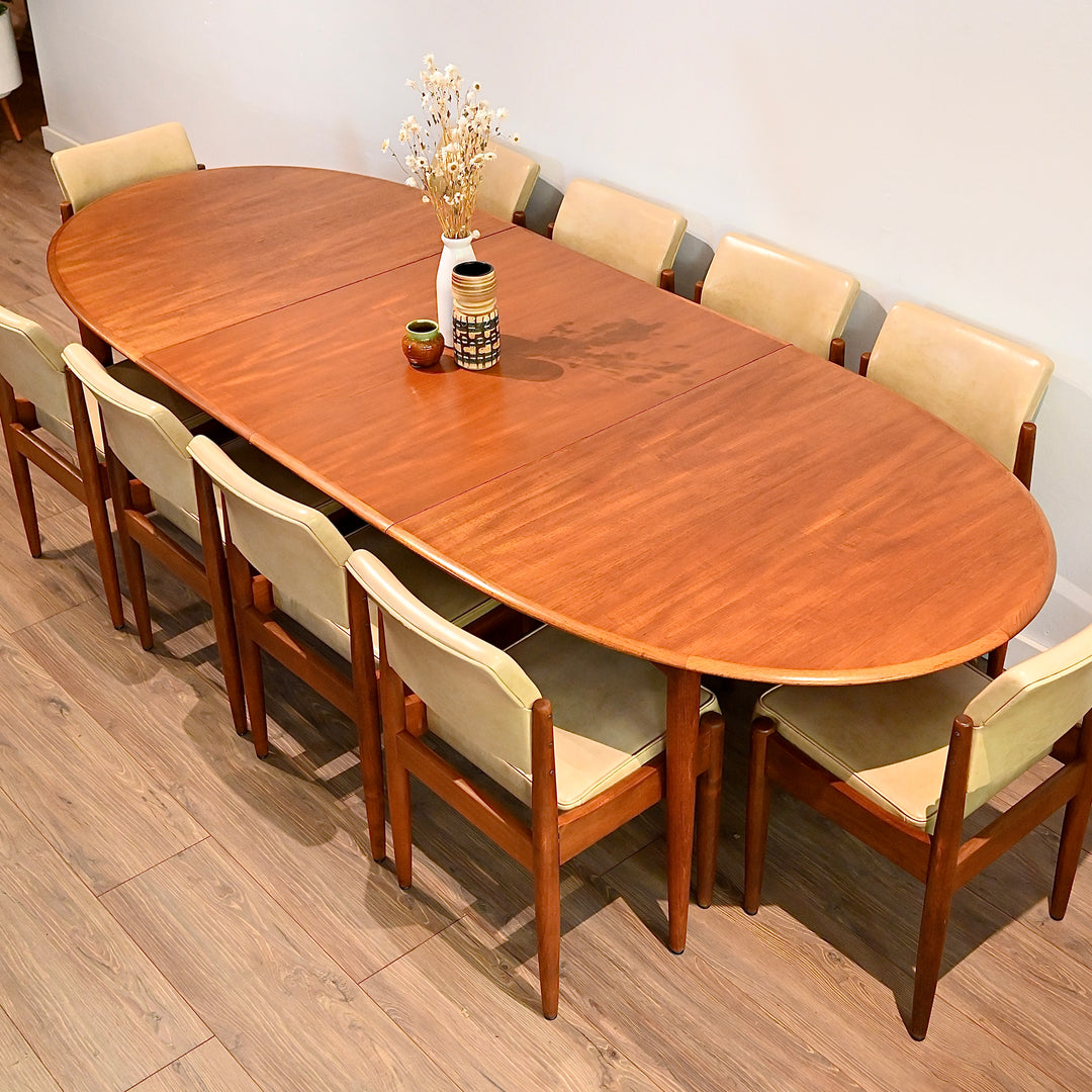 Parker Mid Century Teak Oval Extendable Dining Table