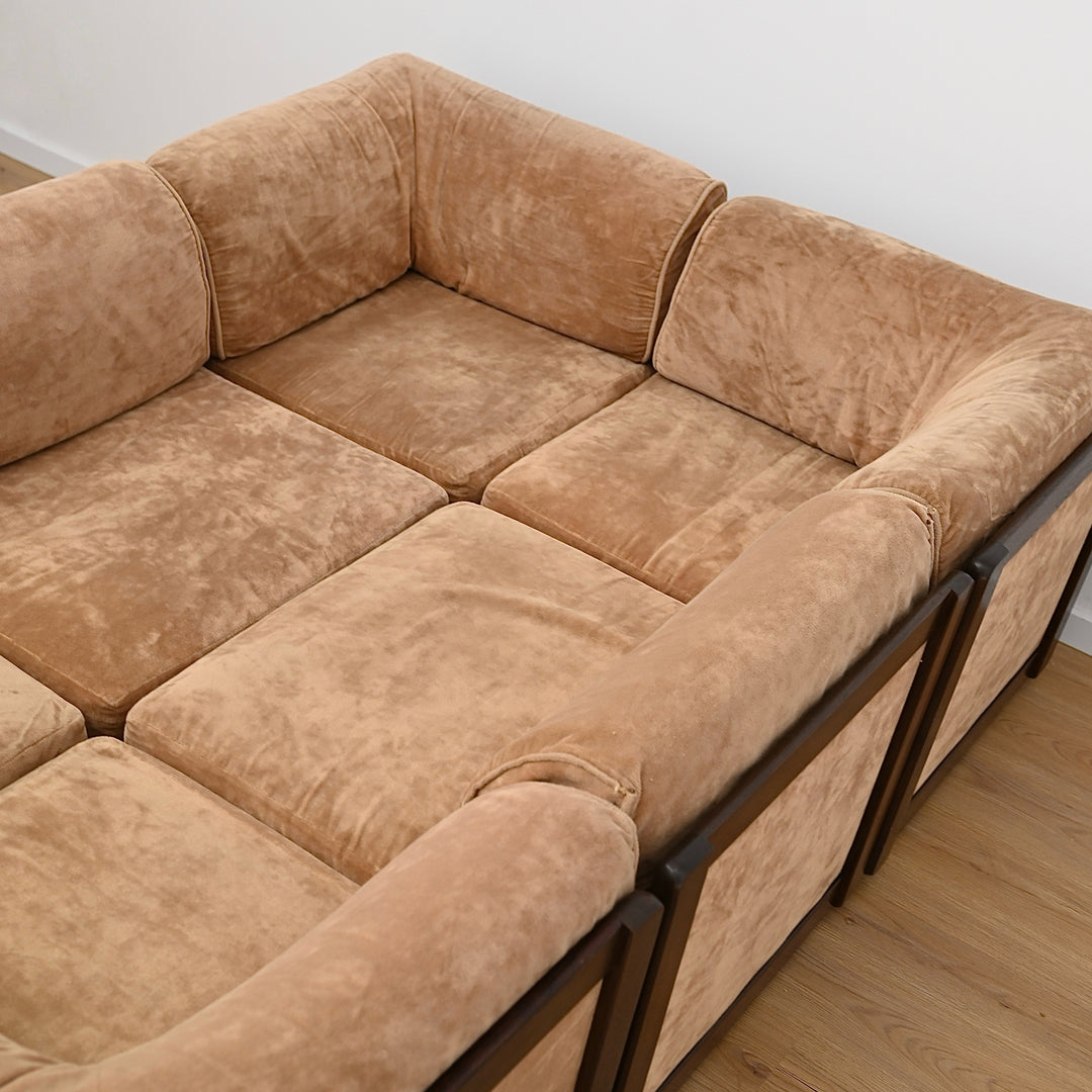 Mid Century Playpen Modular Sofa Lounge Crushed Velvet by Chiswell 