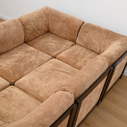 Mid Century Playpen Modular Sofa Lounge Crushed Velvet by Chiswell 
