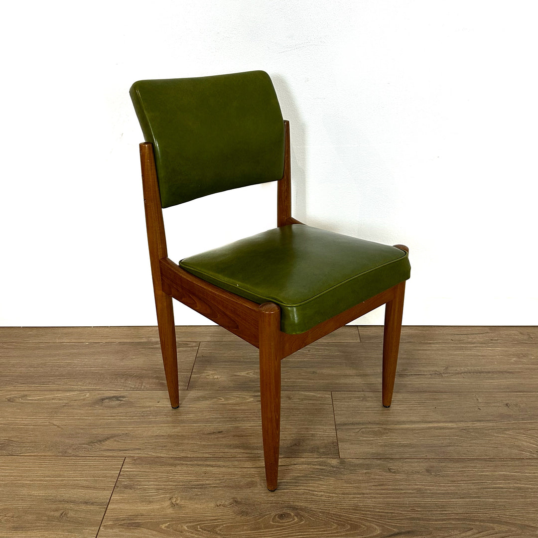 7x Chiswell Green Vinyl Dining Chairs Mid Century