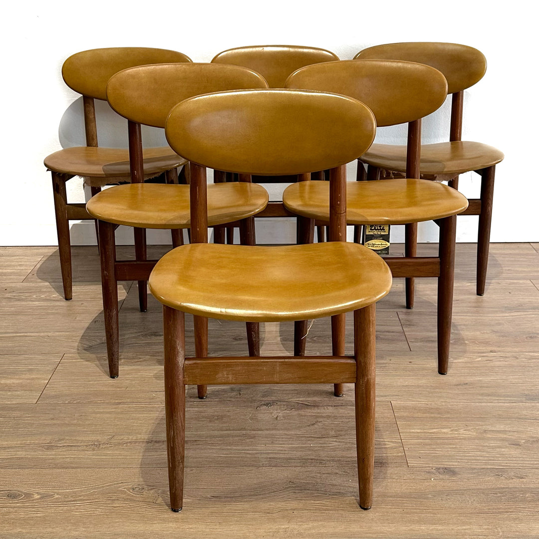 6x Mid Century Mustard Vinyl Dining Chairs by Elite