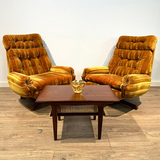 Retro 1960s Gold Velvet Armchairs