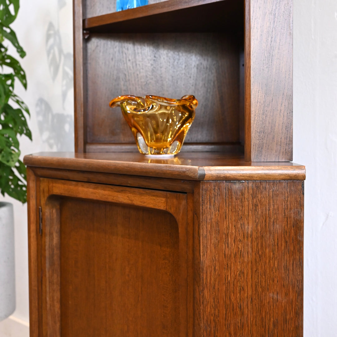 Mid Century Walnut Sideboard Corner Cabinet Bookshelf by Chiswell