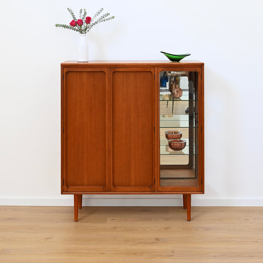 Mid Century Teak Sideboard Credenza Display Bar Cabinet by Chiswell
