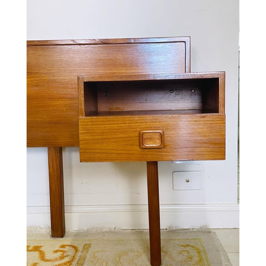 Mid Century Vintage 1970s Teak Queen bedhead with bedside tables by Parker