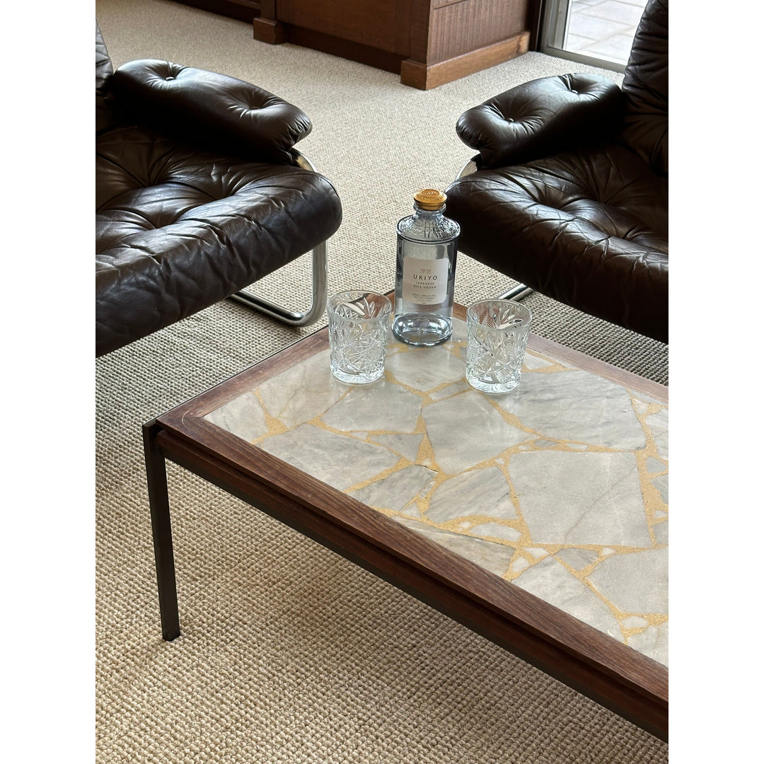 Mid Century White Terrazzo Coffee Table by Framac