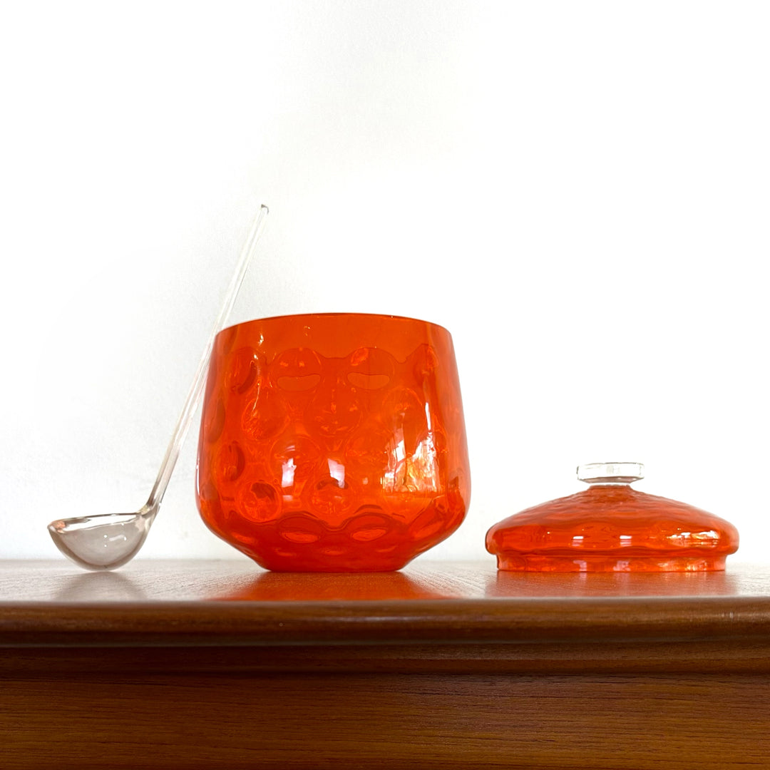 1970s Orange Glass Punch Bowl Set