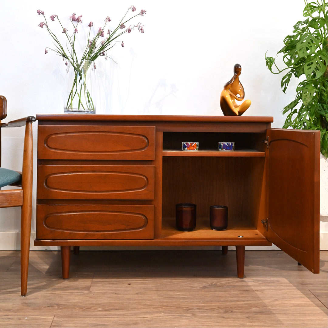 Mid Century Teak Sideboard LP Record Cabinet by Noblett