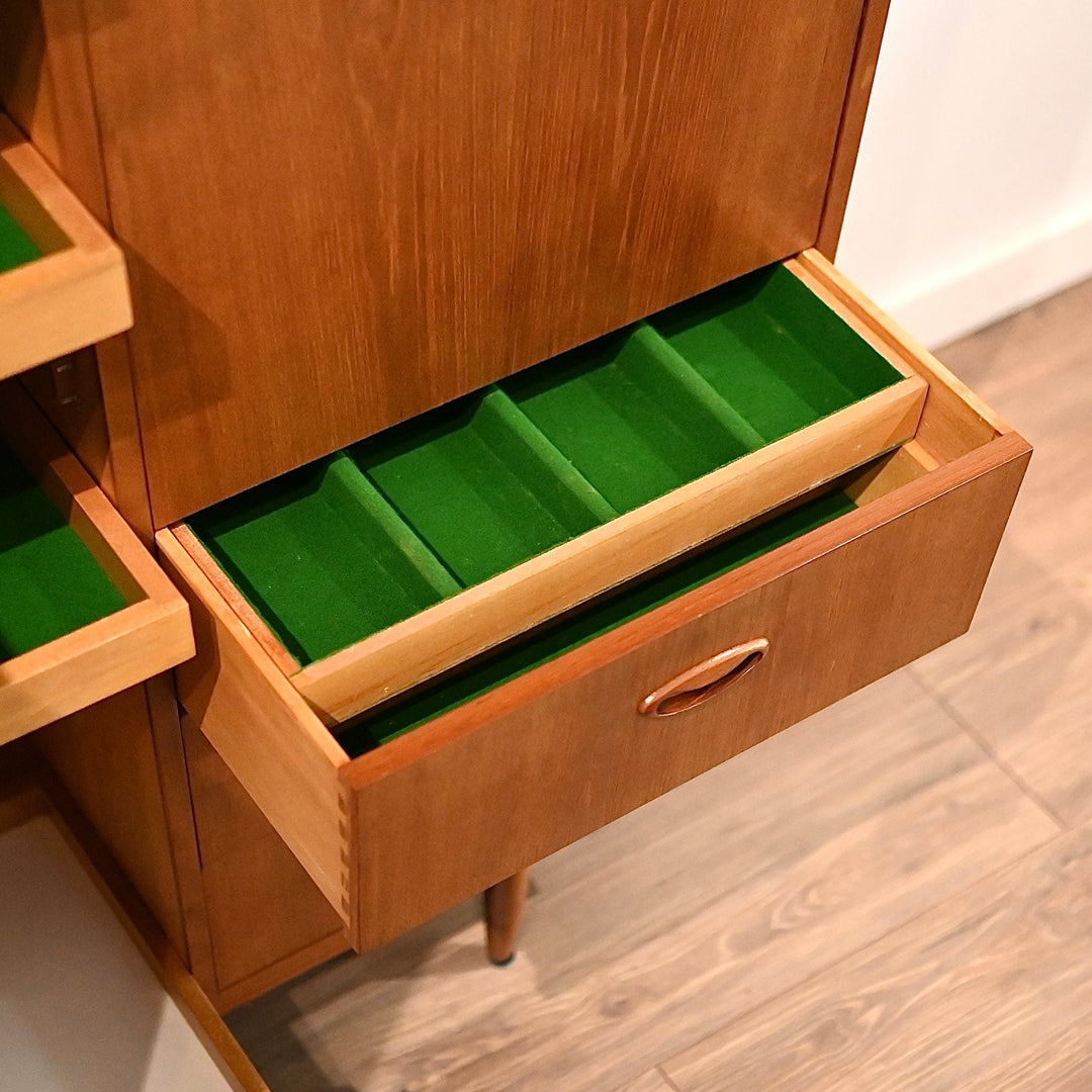 Mid Century Teak Sideboard Buffet Bar Cabinet by Chiswell