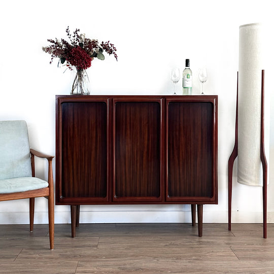 Mid Century Walnut Sideboard Bar Cabinet by Chiswell