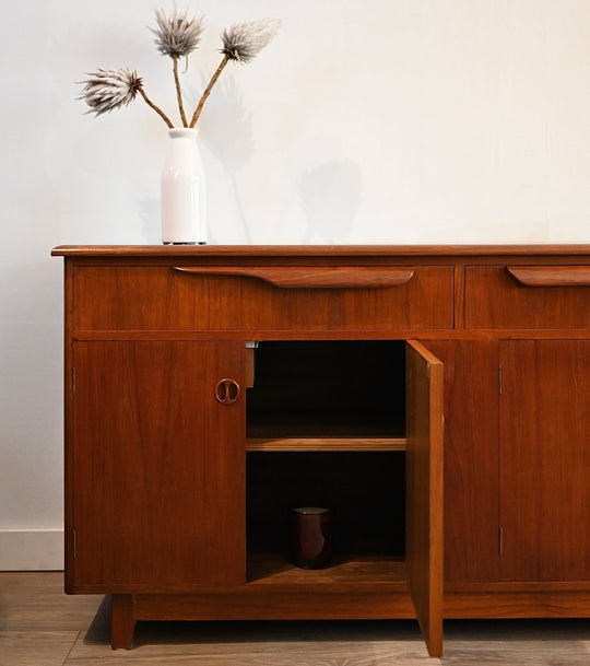 Mid Century Teak hall stand sideboard buffet by Burgess Furniture