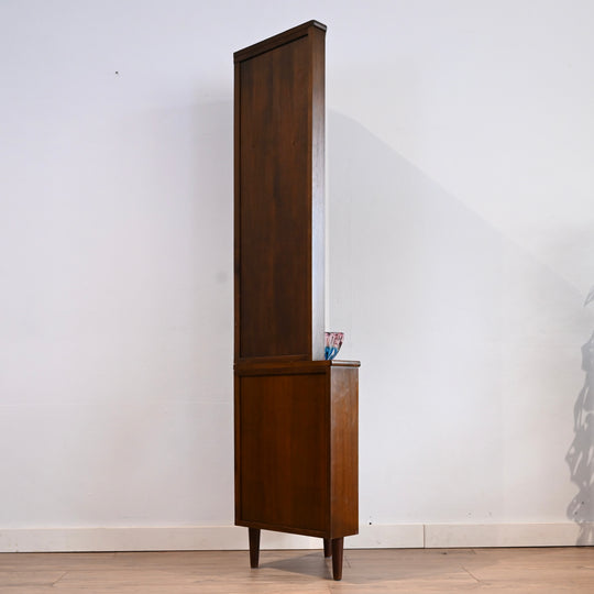 Mid Century Walnut Sideboard Corner Cabinet Bookshelf by Chiswell