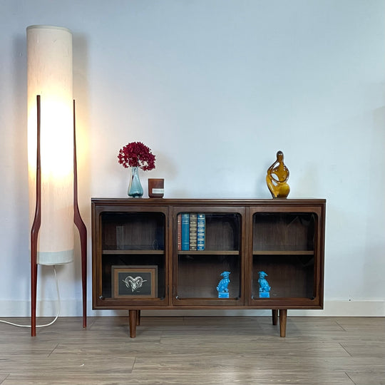 Mid Century Walnut Sideboard Display Cabinet by Chiswell