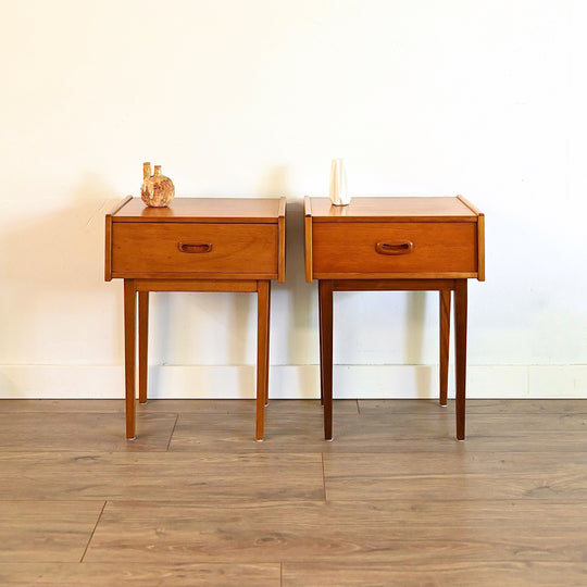 Parker Mid Century Teak Bedside Table and another