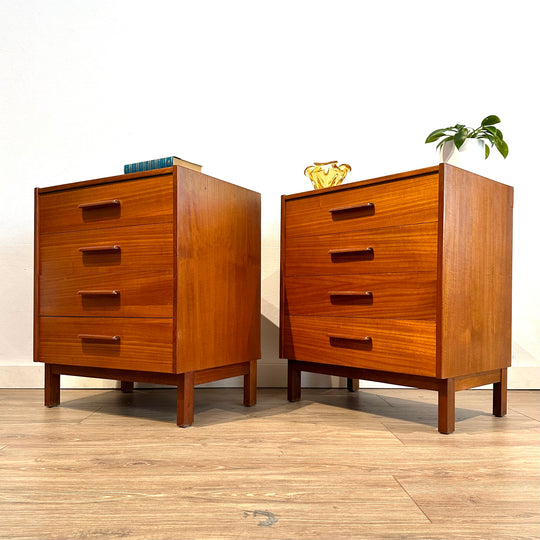 Mid Century Teak Bedside Table Pair by Parker