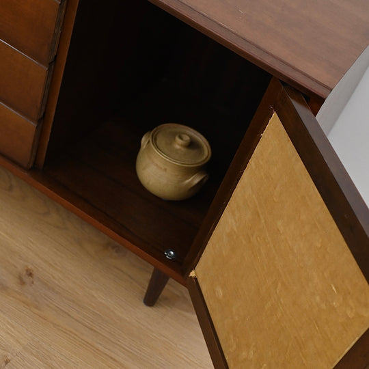 Mid Century Walnut Storage Cabinet with Drawers by MobilStil Varese Italy
