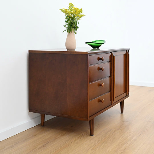 Mid Century Walnut Storage Cabinet with Drawers by MobilStil Varese Italy
