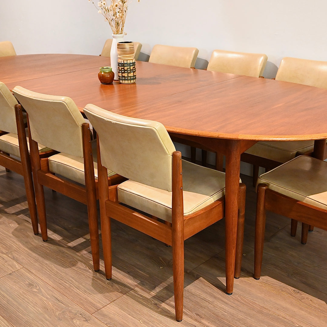 Parker Mid Century Teak Oval Extendable Dining Table