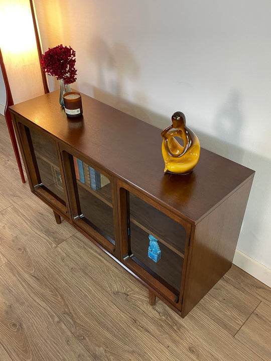 Mid Century Walnut Sideboard Display Cabinet by Chiswell