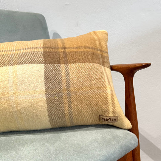 Vintage Blanket Throw Pillow Cushion - yellow wool