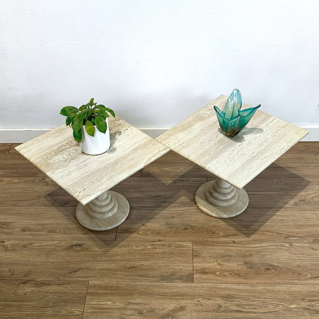 Mid Century Travertine Coffee Tables side tables or bedside tables