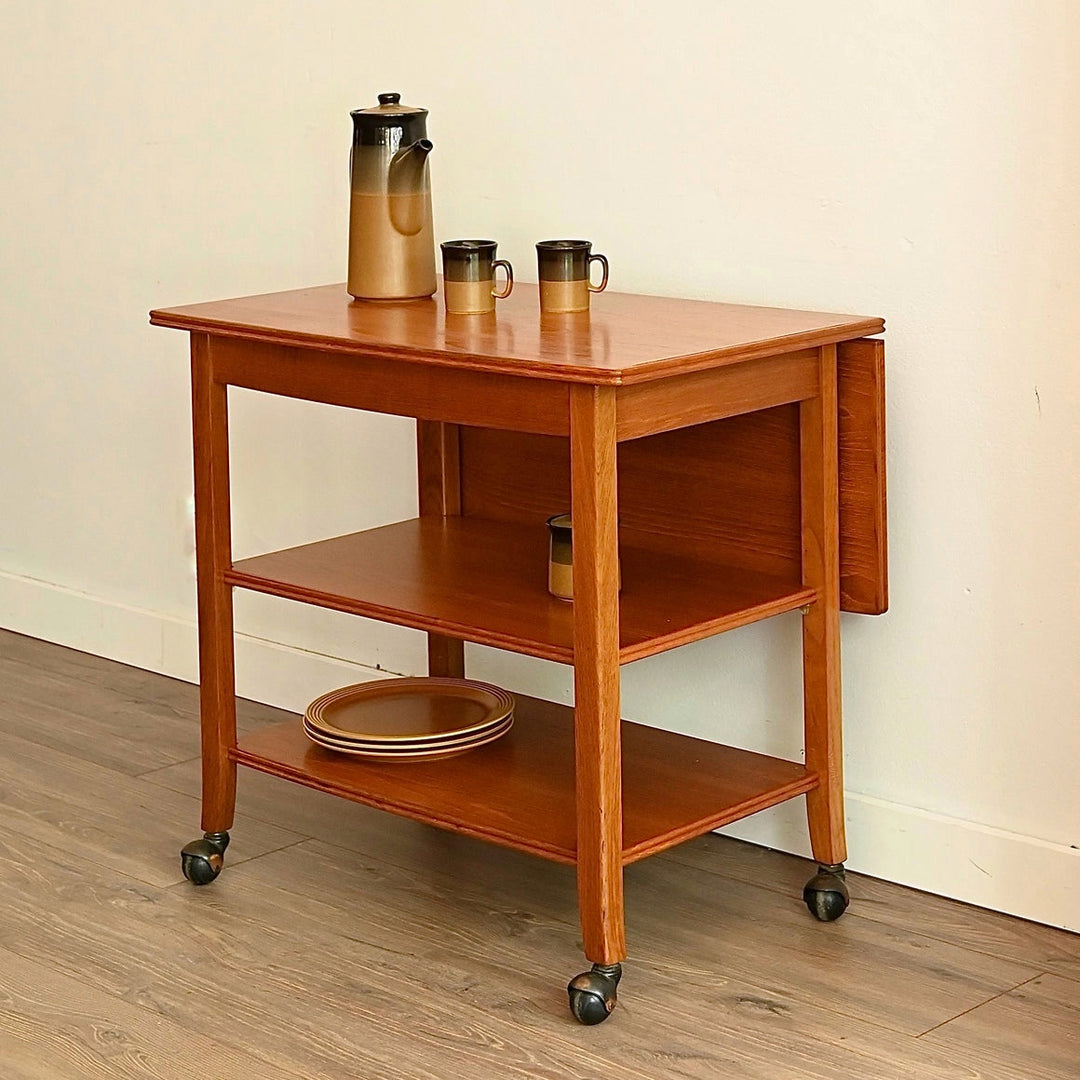Mid Century Teak Table Trolley Bar Cart by Chiswell
