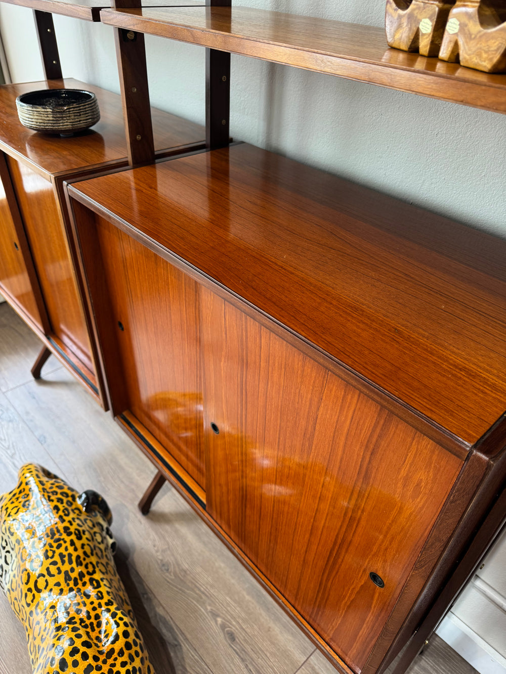 Mid Century Italian Ladderax Style Teak Wall Unit