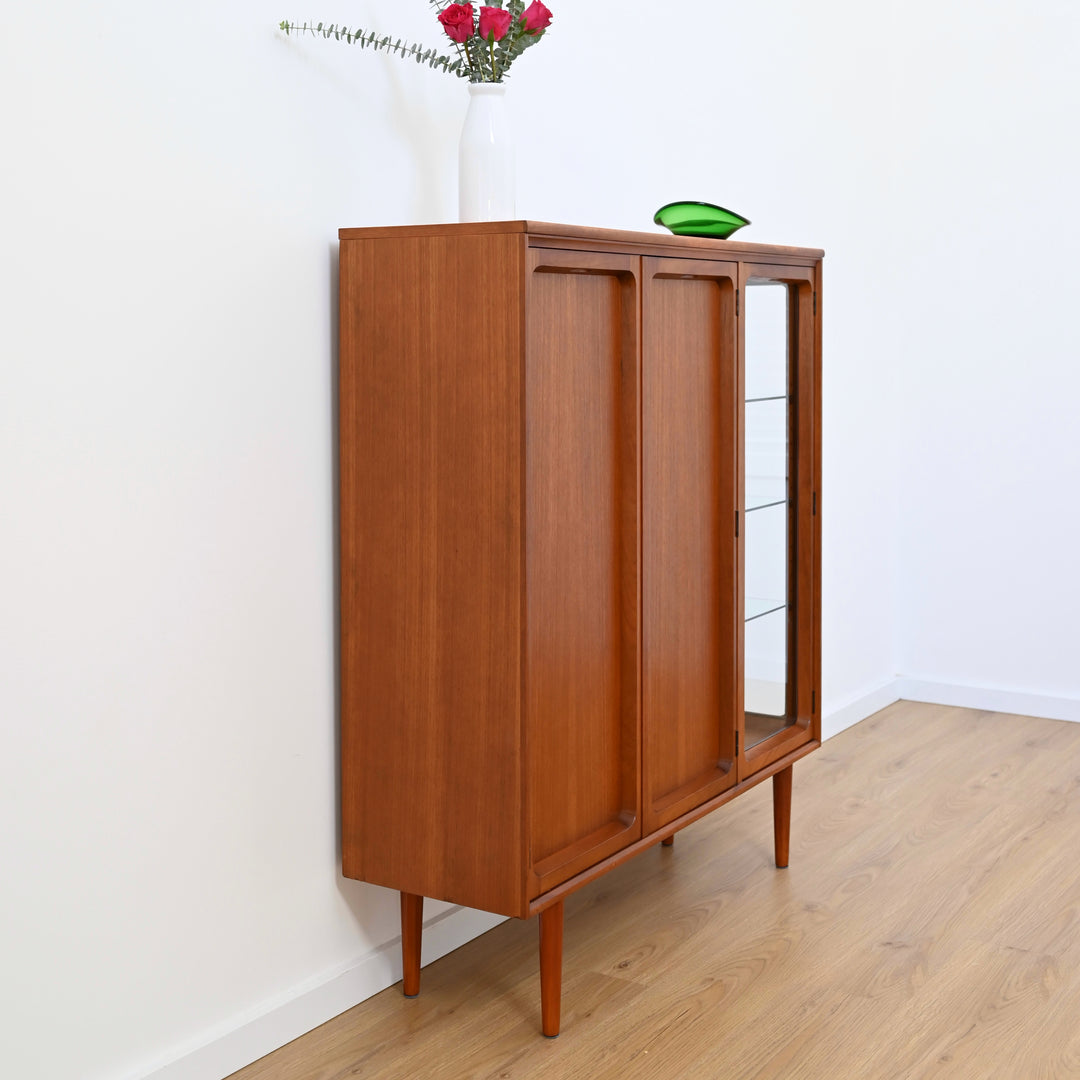 Mid Century Teak Sideboard Credenza Display Bar Cabinet by Chiswell