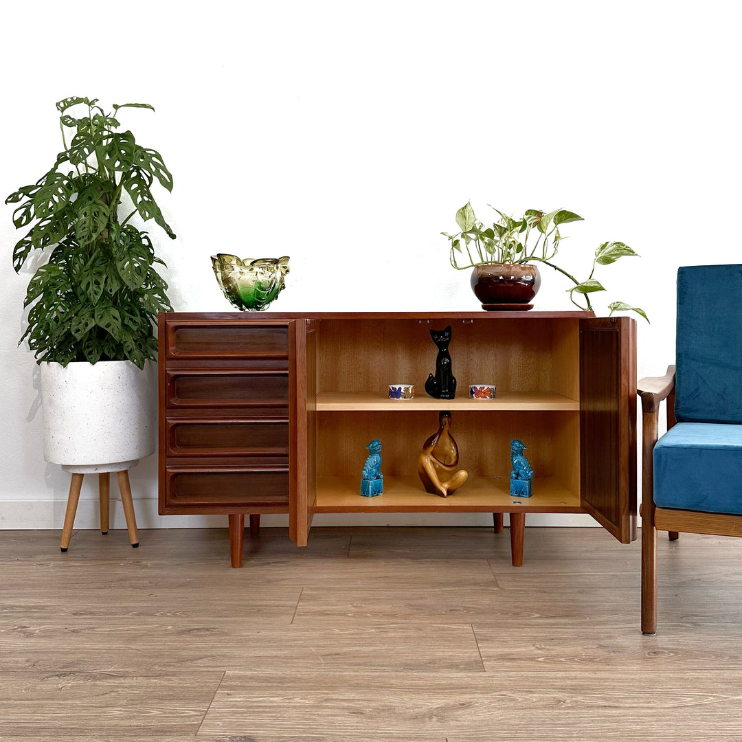 Mid Century Sideboard LP Record Cabinet in Walnut