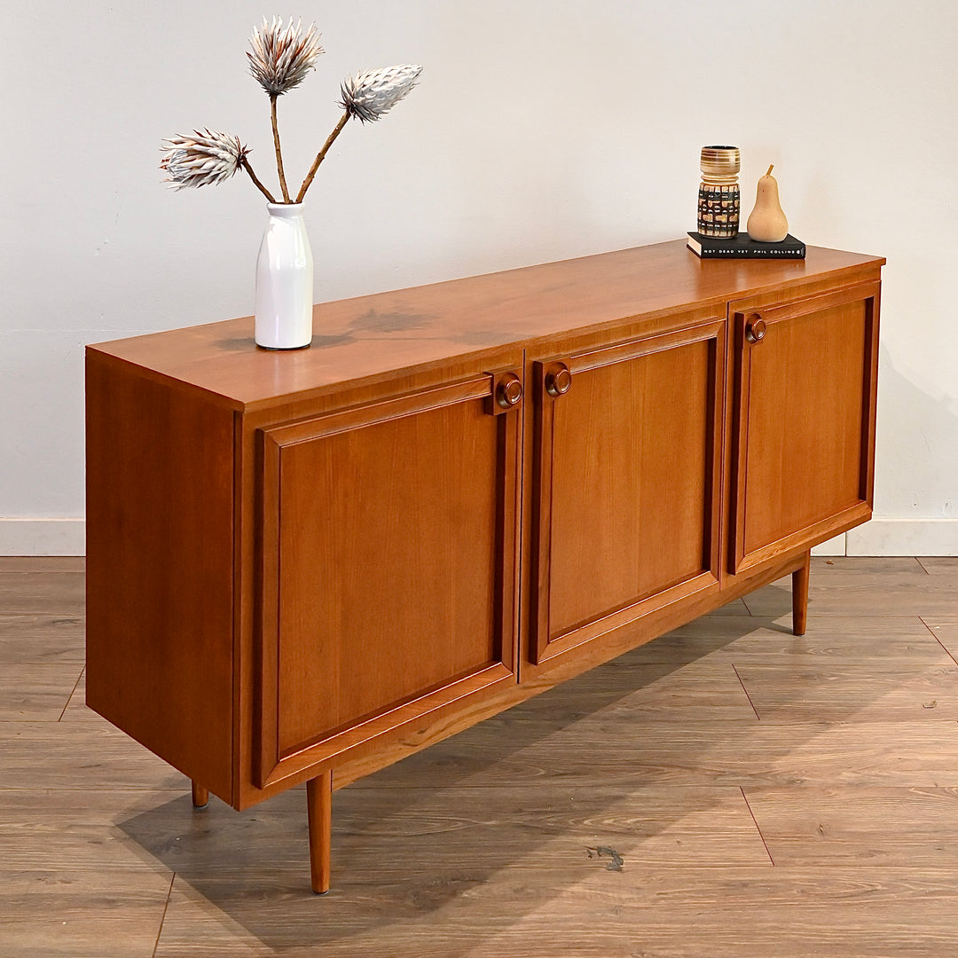 Mid Century Teak Sideboard Buffet LP Record Cabinet by Burgess