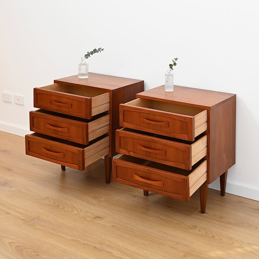 Mid Century Teak Bedside Tables Night stands by Berryman