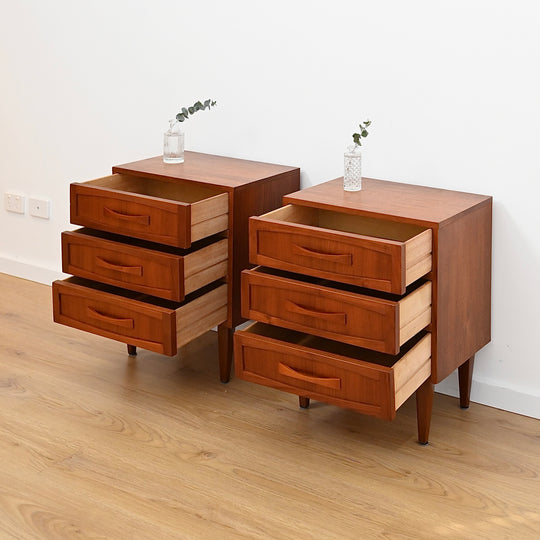 Mid Century Teak Bedside Tables Night stands by Berryman