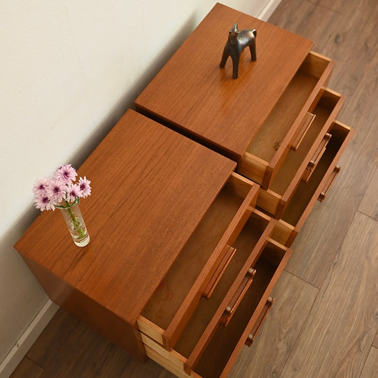 Mid Century Teak Bedside Table Pair by Reliance