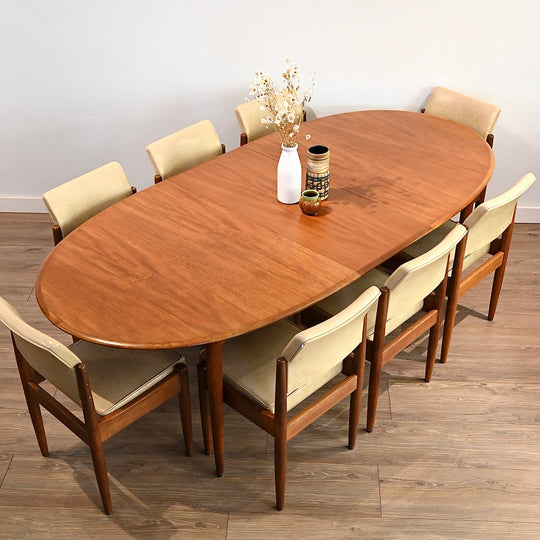 Parker Mid Century Teak Oval Extendable Dining Table