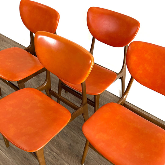 4x Mid Century Orange Vinyl DIning Chairs by Elite