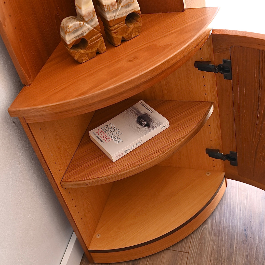 Mid Century Teak Corner Bookshelf Sideboard Cabinet