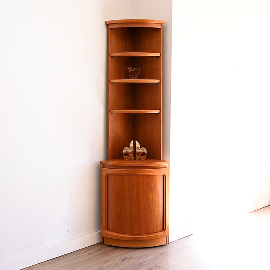Mid Century Teak Corner Bookshelf Sideboard Cabinet