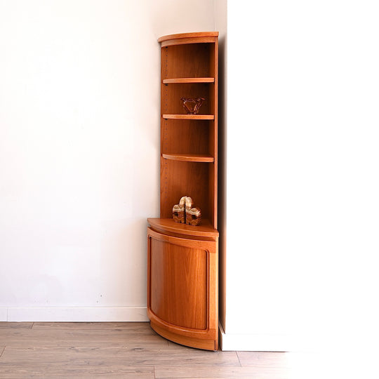 Mid Century Teak Corner Bookshelf Sideboard Cabinet