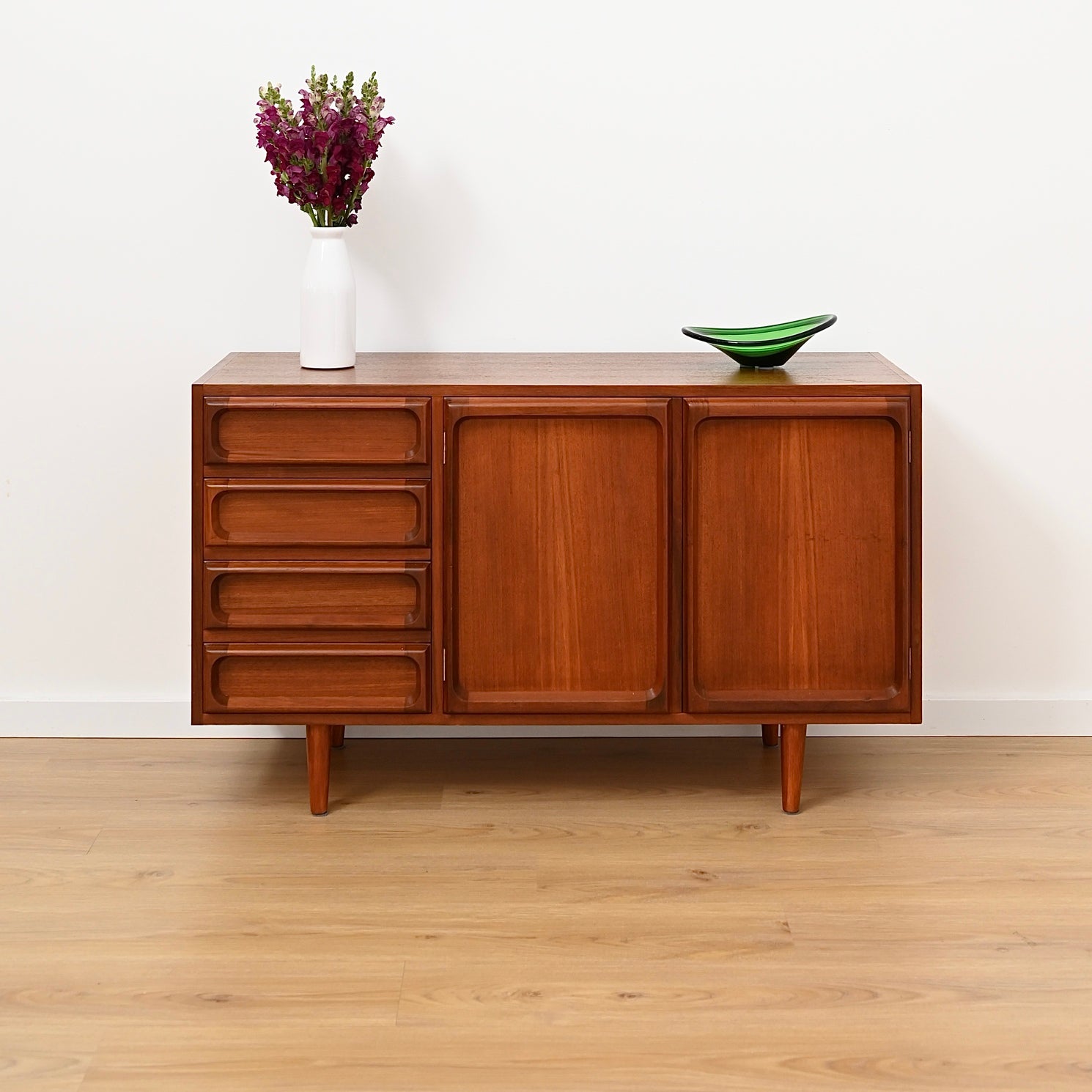 Mid Century Teak Sideboard LP Record Cabinet with Drawers by Chiswell