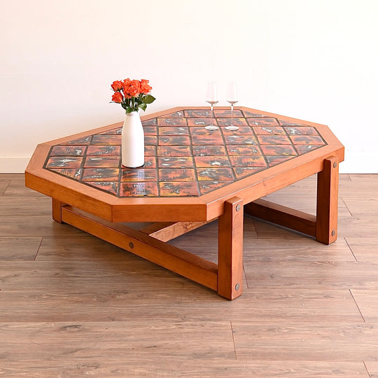 Retro 1970s Glazed Tiled Coffee Table